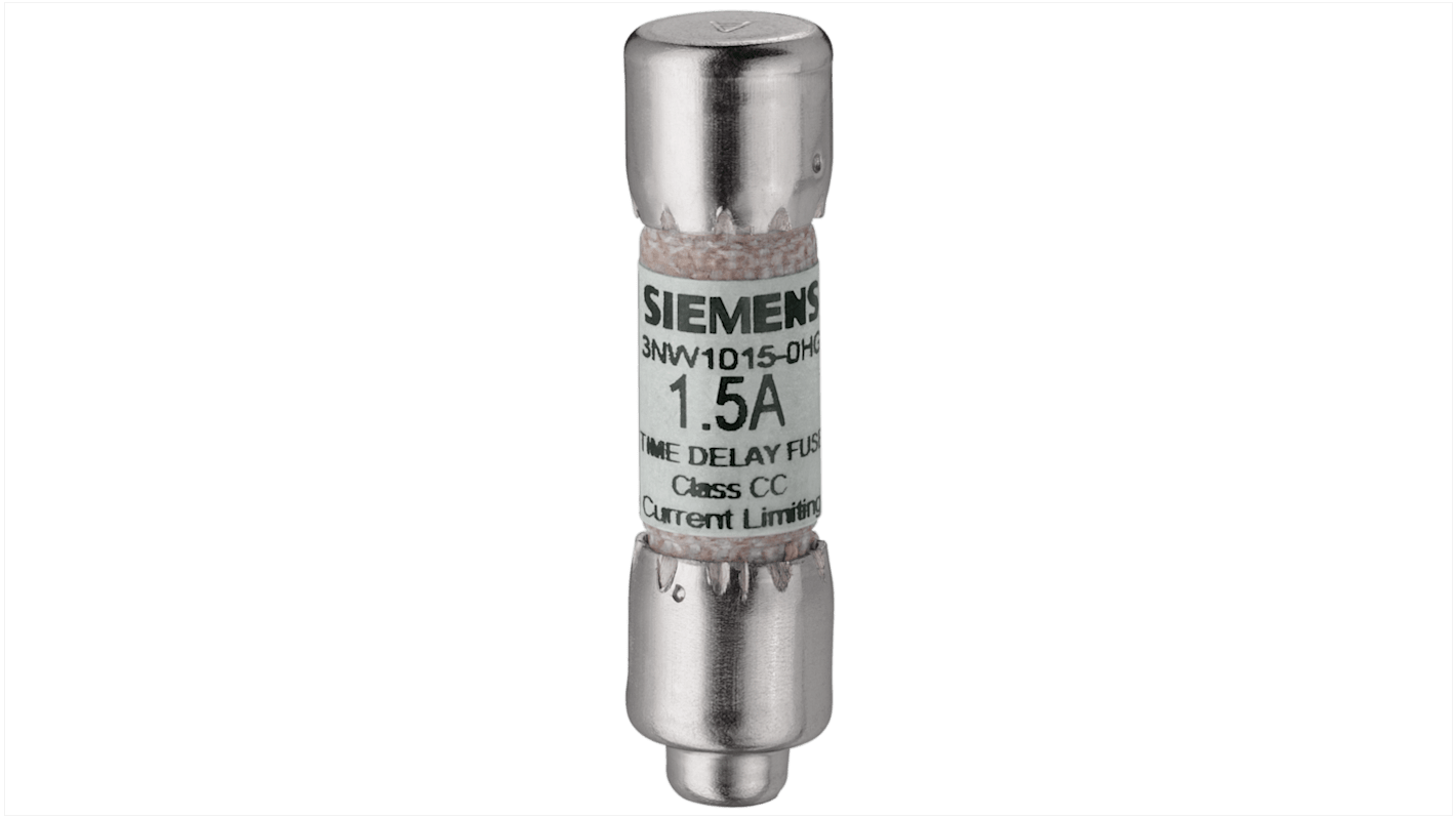 Fusibile a cartuccia Siemens 3NW3100-0HG, 10A, 600V, corrente continua, classe lenta, per protezione circuiti elettrici.