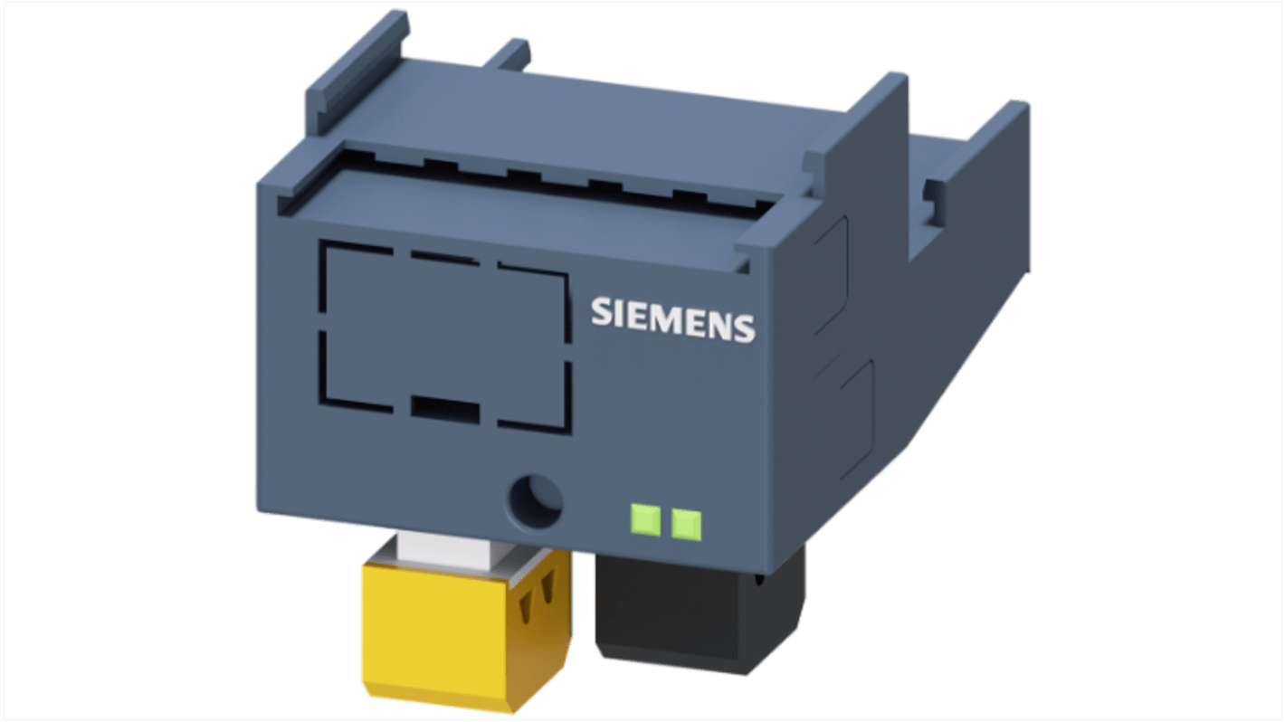 Interruttore automatico Siemens 3RA6970-3A per protezione motore, larghezza 45 mm, montaggio su modulo Sirius AS-i, classe di protezione IP20.