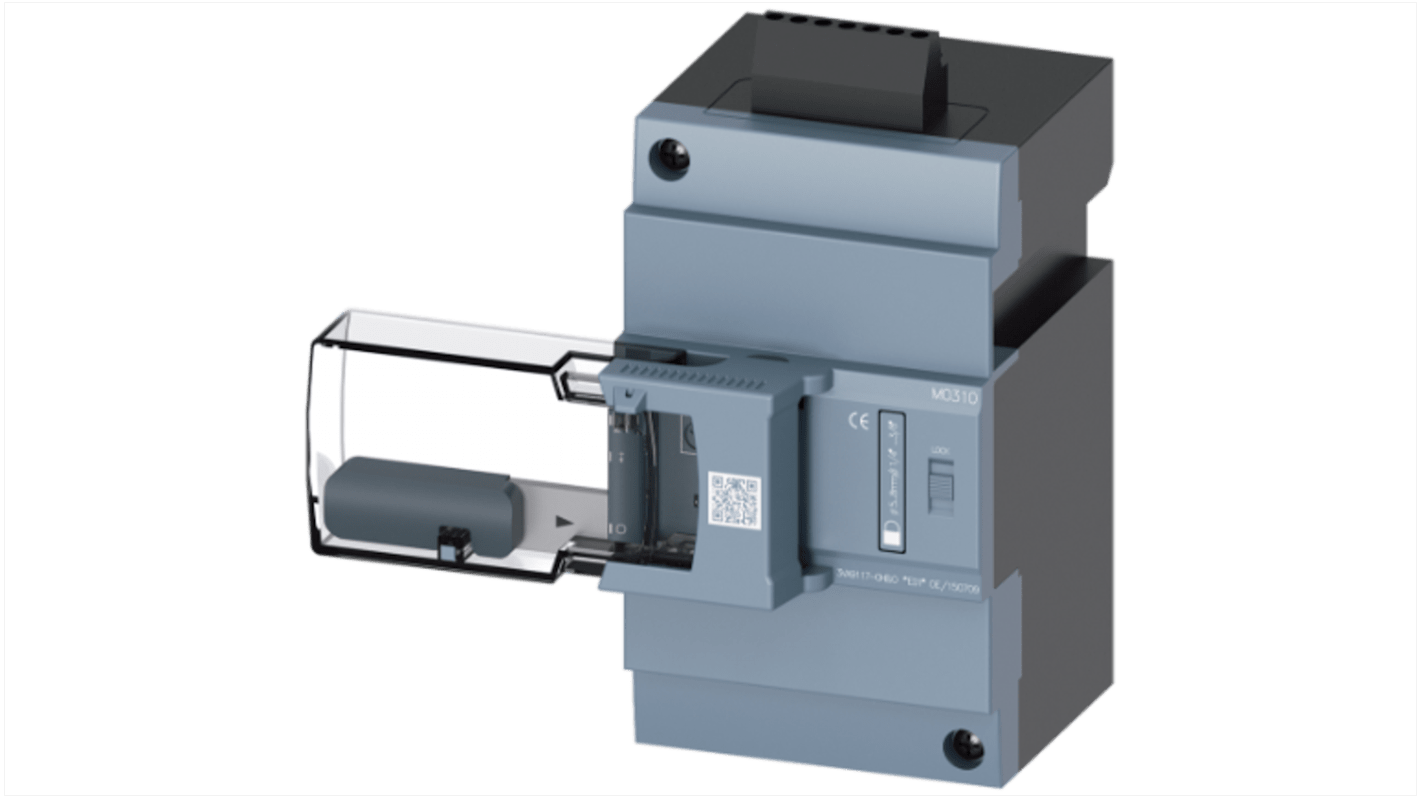 Operatore motore Siemens 3VA9117-0HB20 per interruttore 3VA1 160, tensione 110-250 V, lunghezza 149 mm, colore grigio.