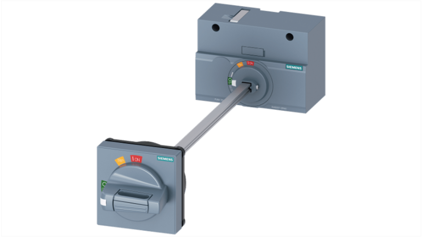 Operatore rotante Siemens 3VA9257-0FK61 per interruttore automatico 3VA1, grigio, lunghezza 75mm, grado di protezione IP65.