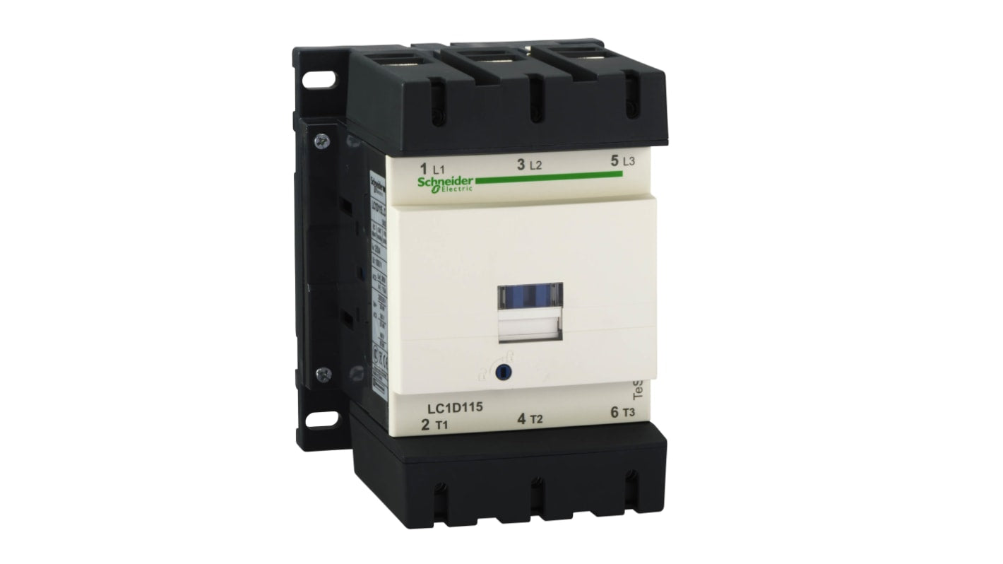 Contattore reversibile Schneider Electric LC1D115Q7, 3 poli, 115 A, 380 V c.a., grado di protezione IP20.