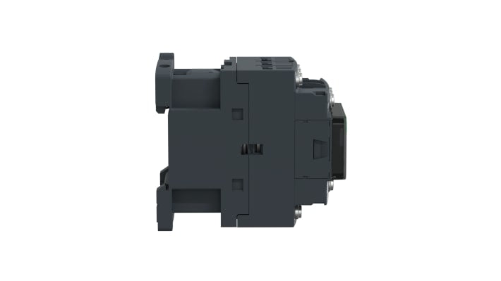 Contattore reversibile Schneider Electric LC1D186P7, 3 poli, 18 A, 230 V c.a., montaggio su guida, dimensioni 45x77x86 mm.