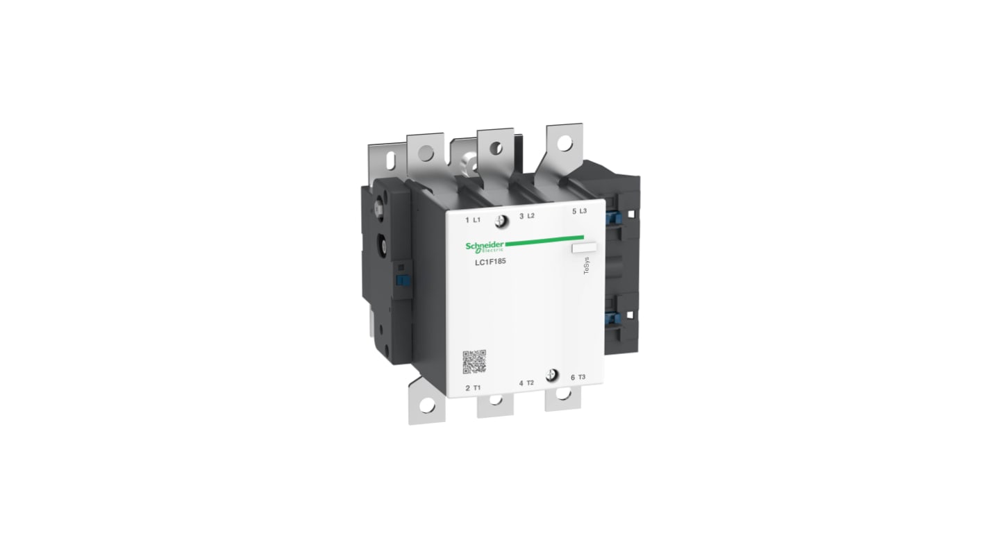 Contattore reversibile Schneider Electric LC1F185BD, 3 poli, 185 A, 24 V c.c., grado di protezione IP2x, montaggio a morsetto.