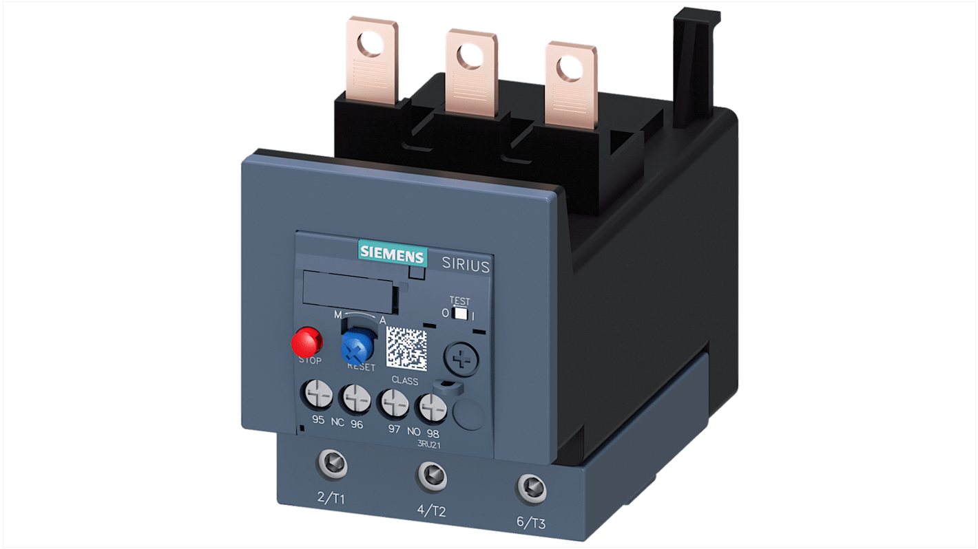 Relè di sovraccarico Siemens 3RU2146-4JB0, FLC 63 A, contatto 3 A, tensione di controllo 690 V, montaggio a vite.
