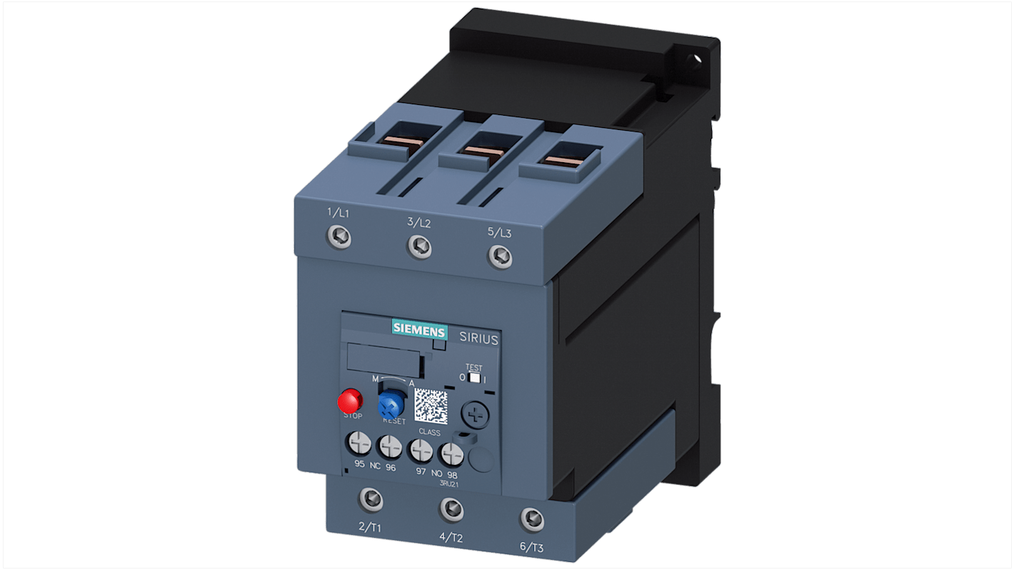 Relè di sovraccarico Siemens 3RU2146-4KB1, carico FLC 75 A, tensione di controllo 690 V, montaggio a vite.