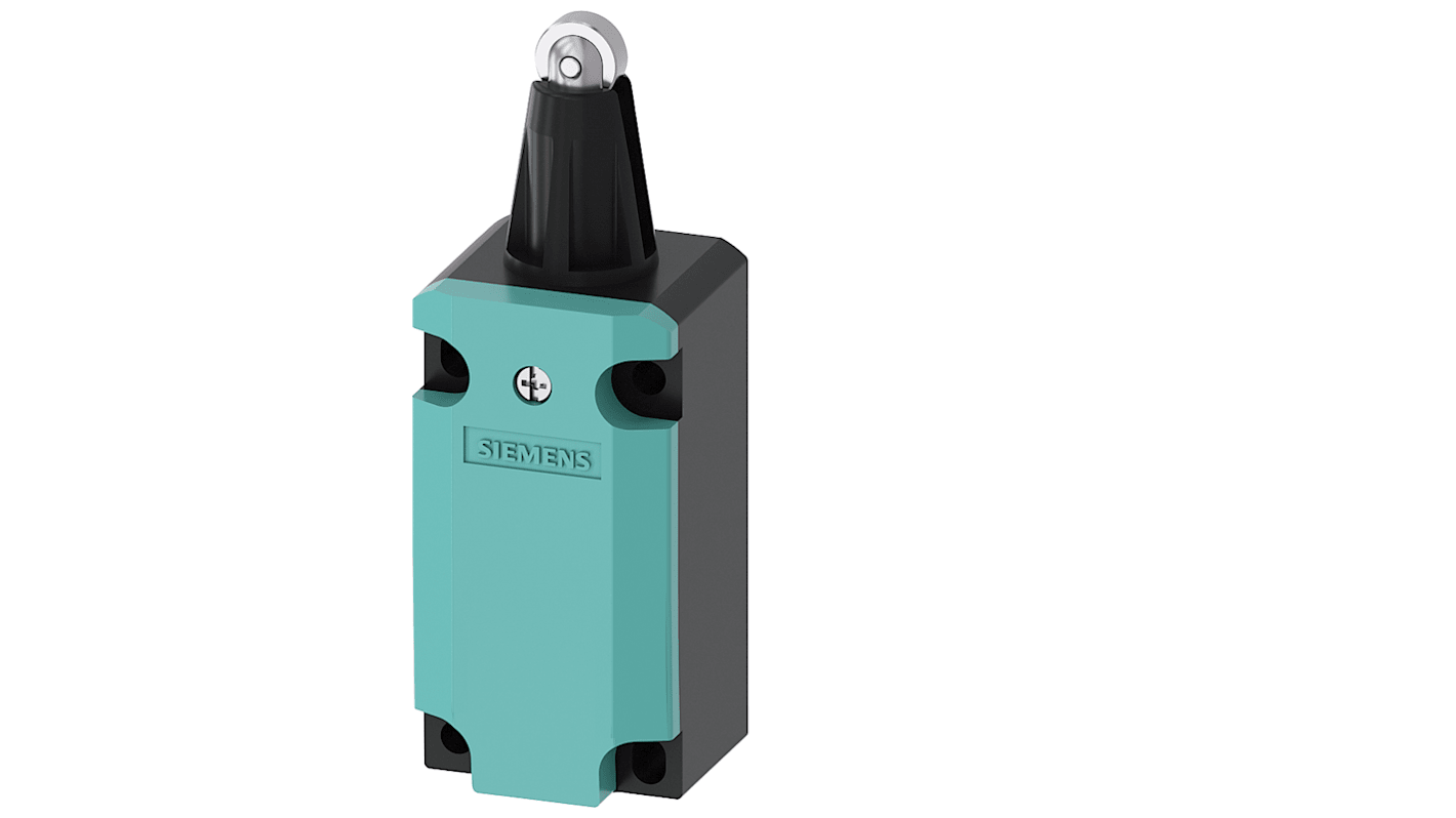 Interruttore di fine corsa Siemens 3SE5112-0LD02-1AJ0, tasto a rotella, 2NC/1NA, protezione IP66/IP67, custodia in metallo.