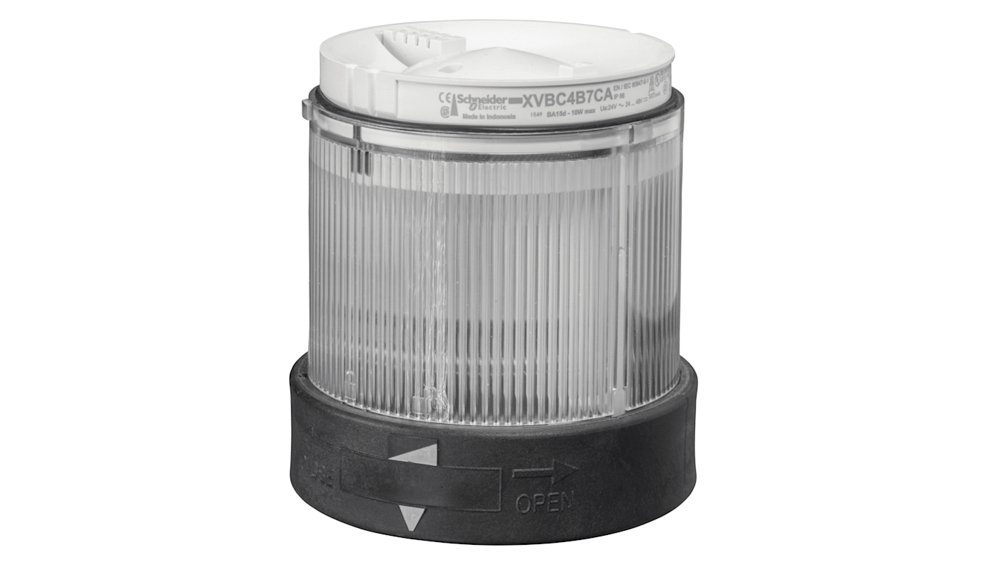 Segnalatore trasparente Schneider Electric XVBC2G7, LED integrato, IP65, per torrette luminose modulari, 120 V c.a.