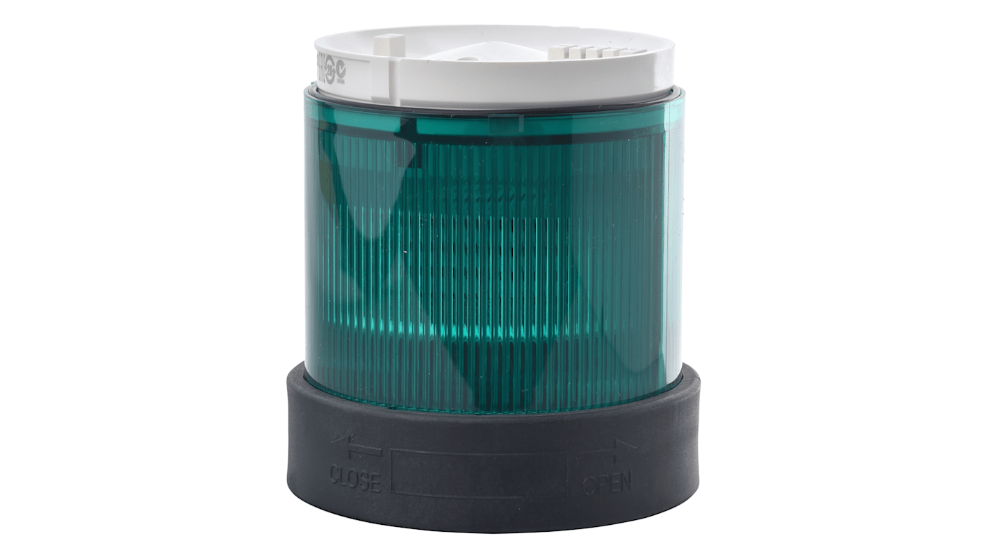 Segnalatore verde Schneider Electric XVBC4M3, LED integrato, 230 V c.a., IP65, temperatura -25 a 50 °C, effetto lampeggiante.