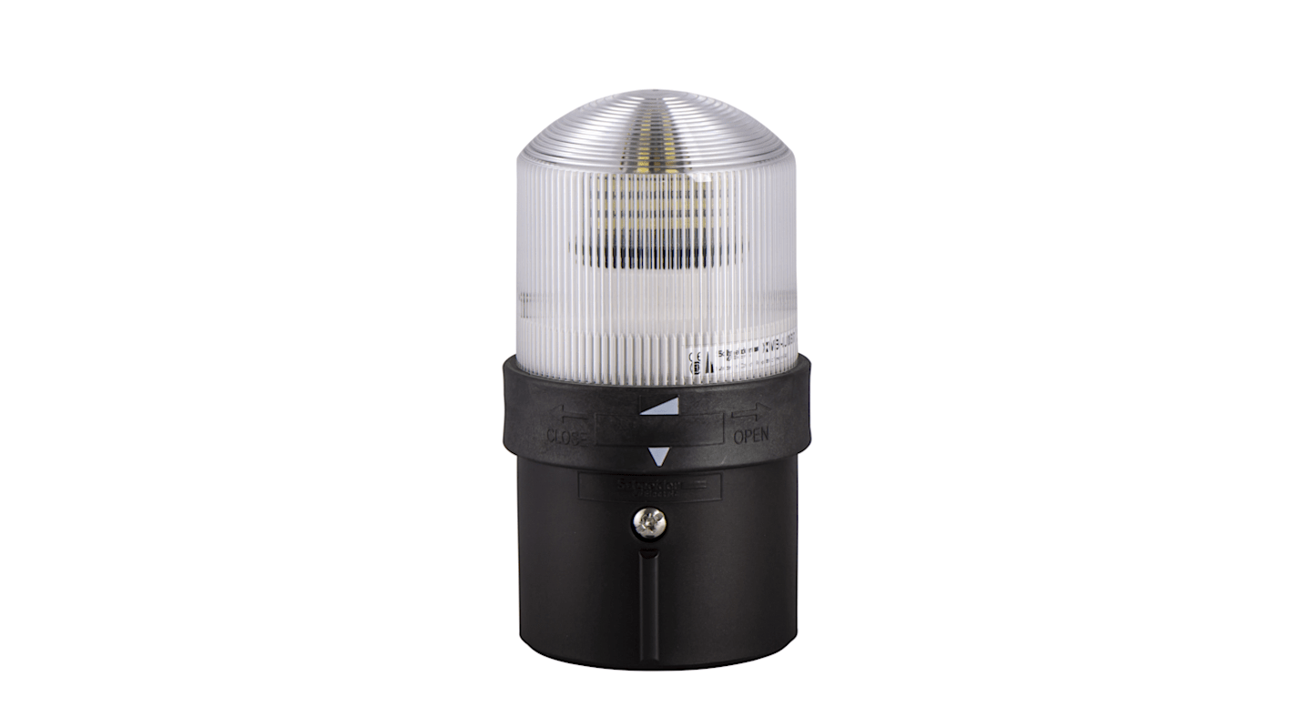 Segnalatore trasparente Schneider Electric XVBL0B7, LED 24 V, IP65, policarbonato, temperatura -40 a 70 °C, luce fissa.
