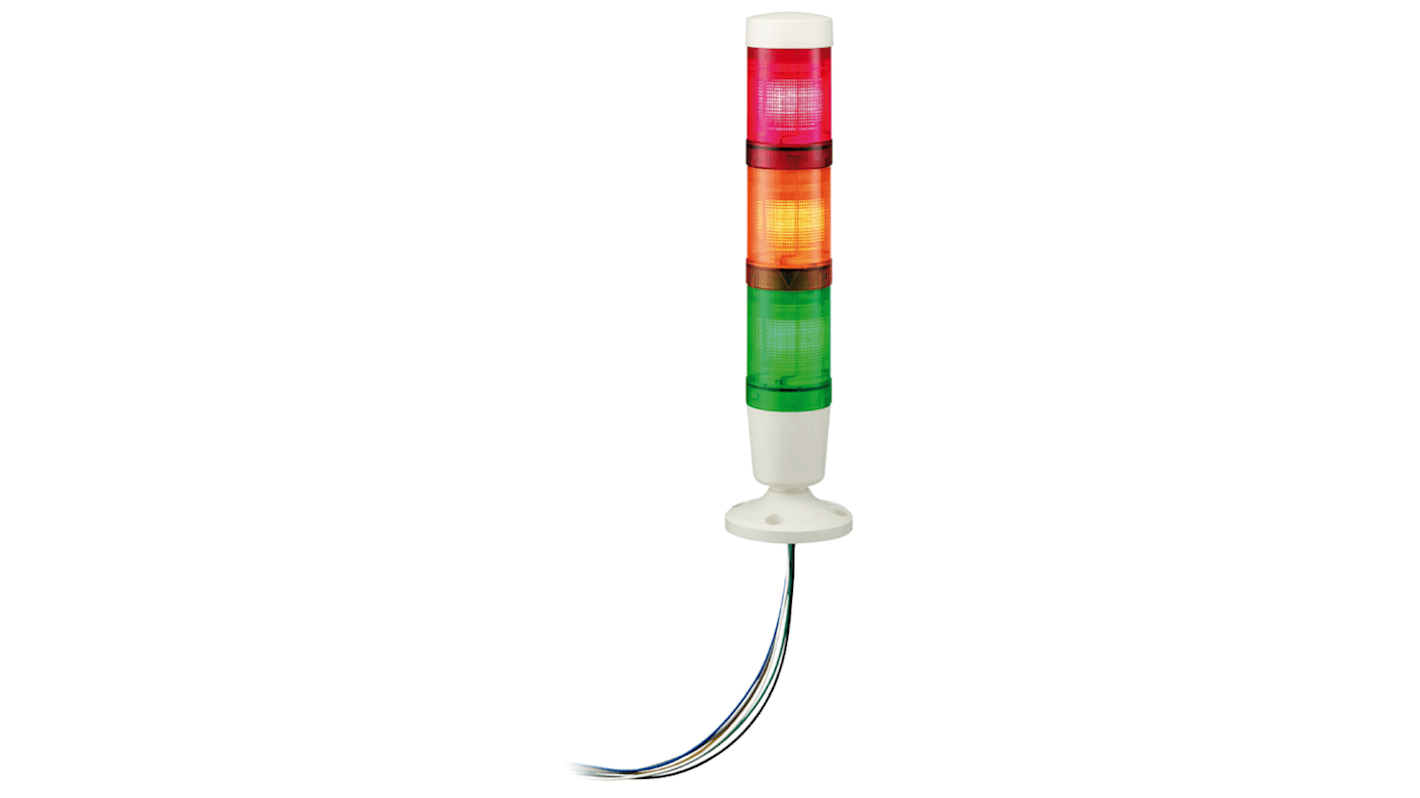 Torretta di segnalazione LED Schneider Electric XVMB2RAGWSB, 24 V, 3 elementi, montaggio orizzontale, IP54.