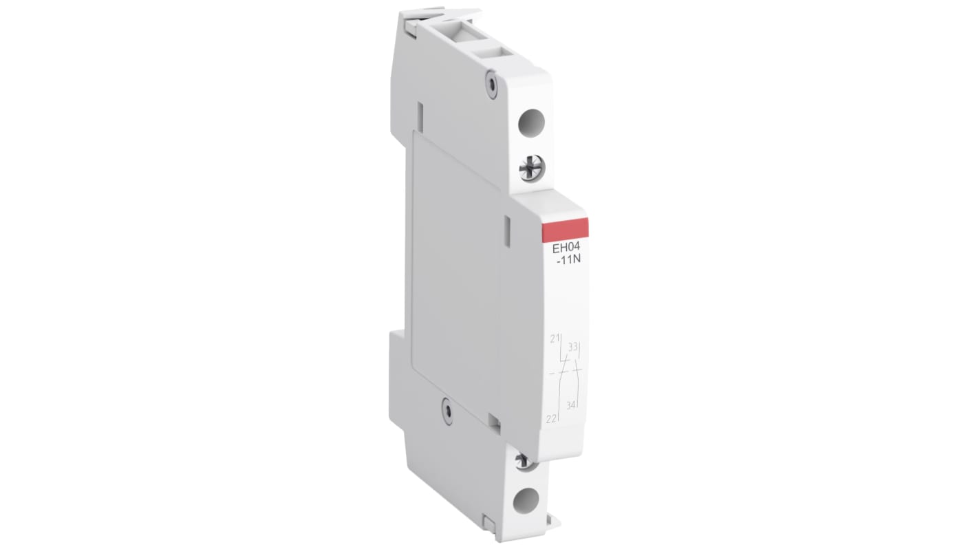 Contatto ausiliario ABB 1SAE901901R1011, montaggio laterale, 1 N/C + 1 N/A, 6 A, 500 V CA, serie EH04-11N.