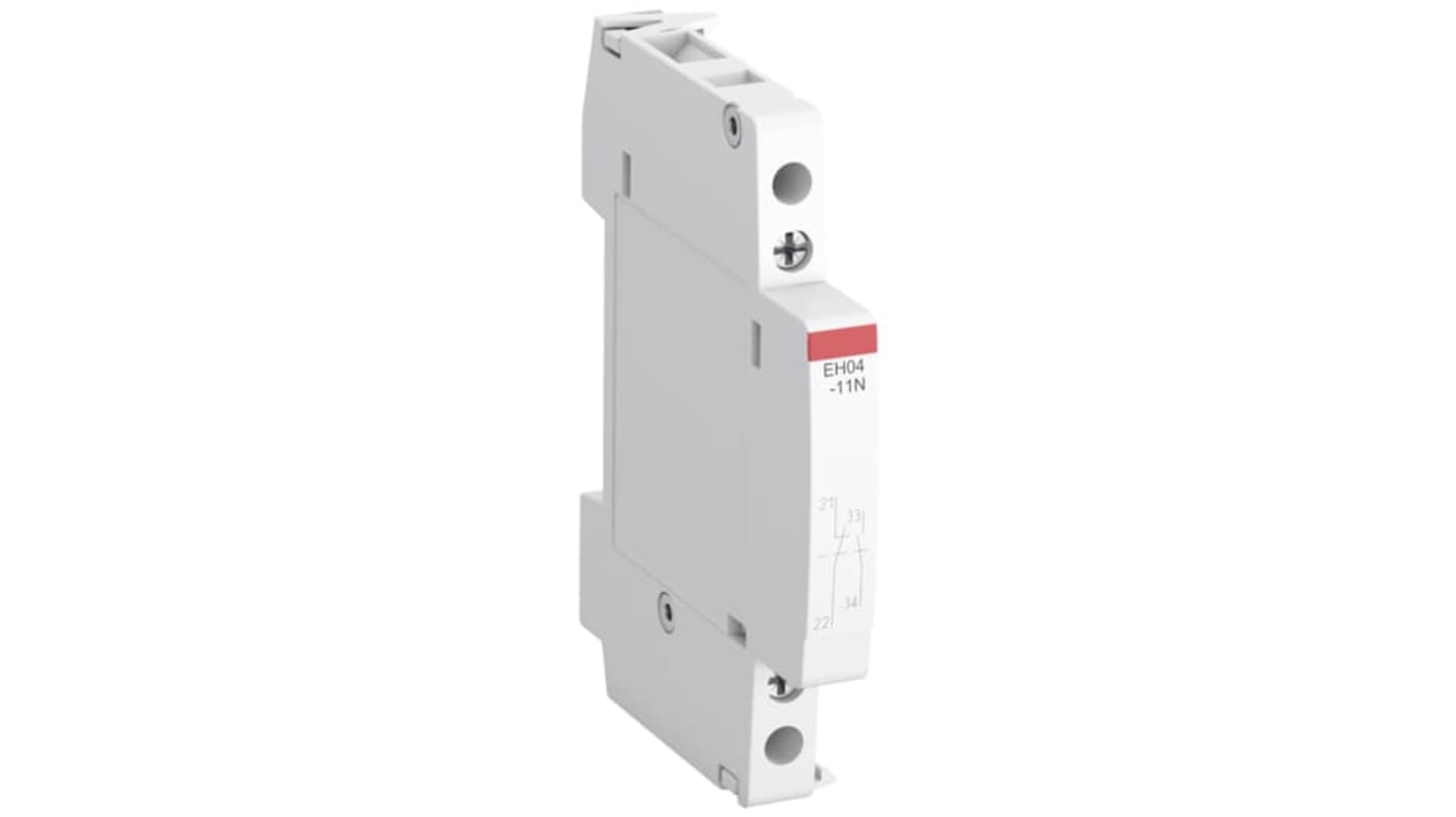 Contatto ausiliario ABB EH04-20N, 2 NA, montaggio laterale, 500 V, 6 A, grado di protezione IP20. Codice 1SAE901901R1020.