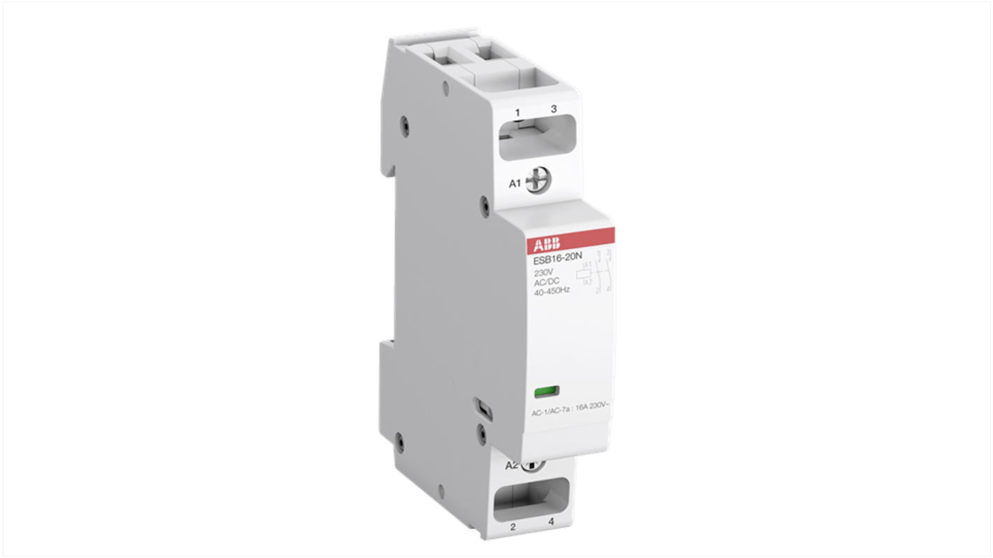 Contattore ABB 1SBE111111R0211, 2 poli, 16 A, 42 V, 1 NO + 1 NC, funzionamento silenzioso, protezione sovratensione.