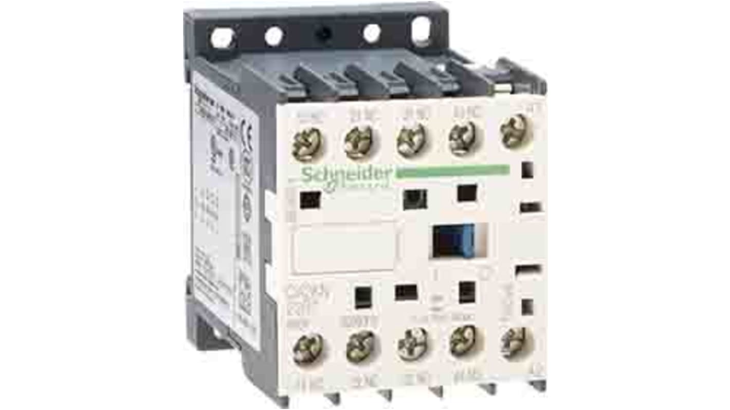 Relè di controllo Schneider Electric CA2KN22N7, 2NO + 2NC, montaggio su guida DIN, carico FLC 110 A, tensione 415 Vac.