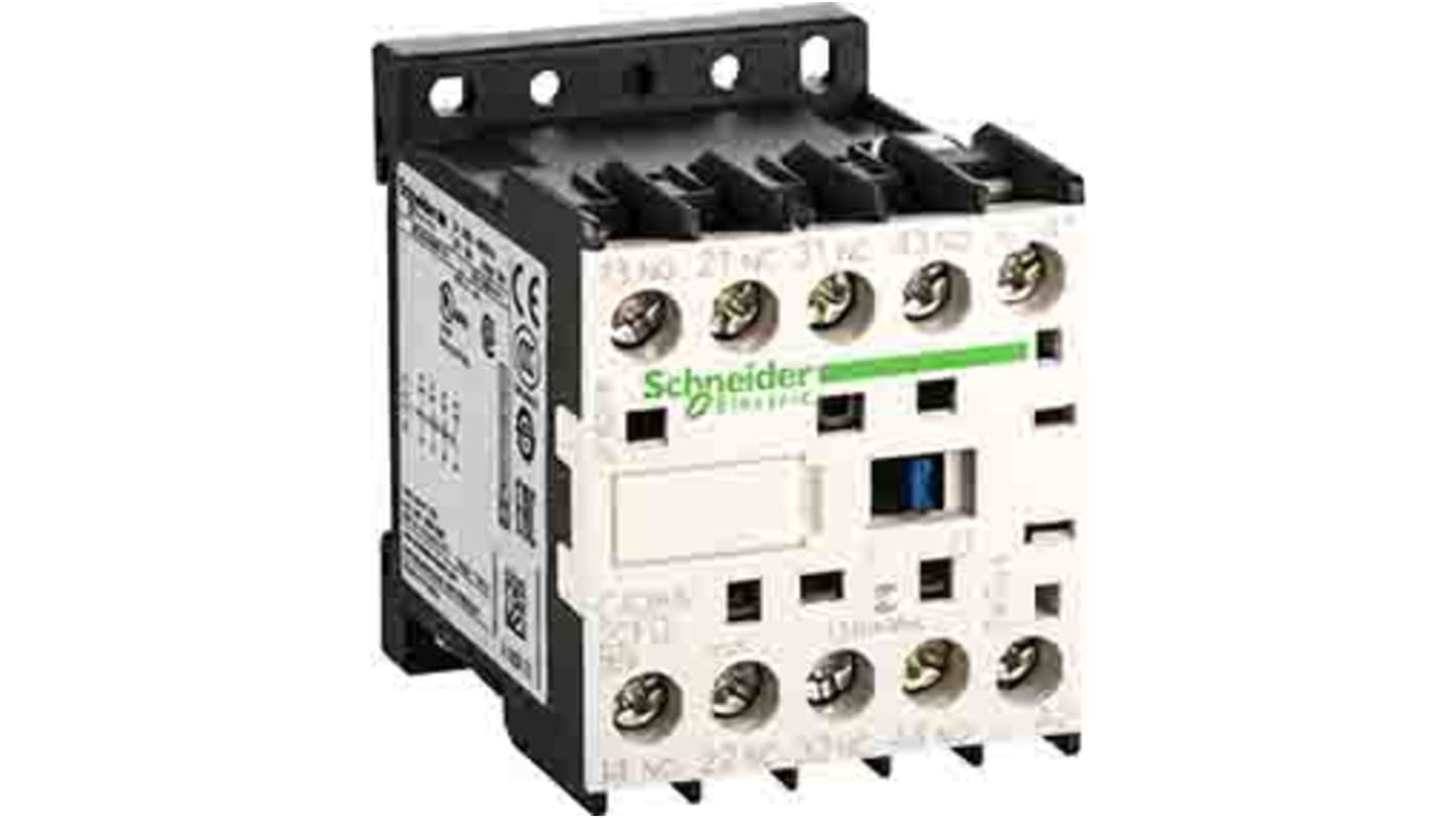 Relè di controllo Schneider Electric CA3KN22MD, 2NO + 2NC, montaggio su guida DIN, tensione 220 Vac, carico FLC 110 A.