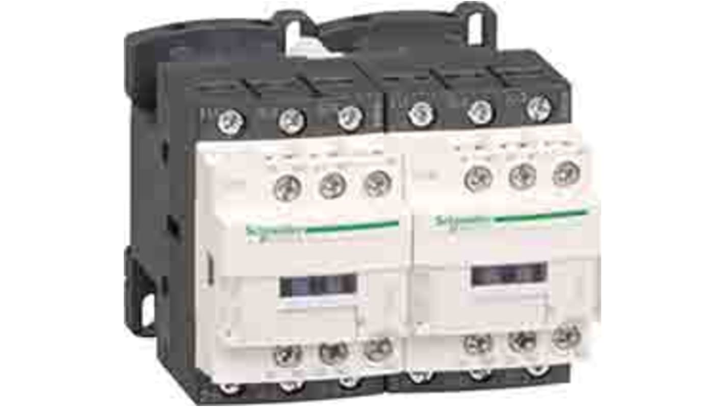 Contattore Schneider Electric LC2D09U7, 3 poli, 4NO, 9 A, 4 kW, bobina 240 V ac, design versatile con contatti ausiliari integrati.