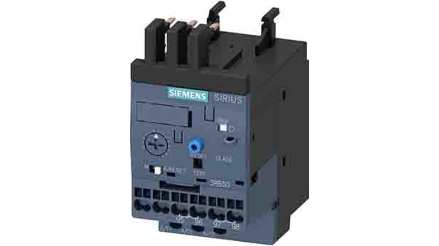 Relè di sovraccarico Siemens 3RB3016-1SE0, 1NC + 1NO, protezione ritardata, carico 3-12 A, montaggio su contattore, classe 10E.