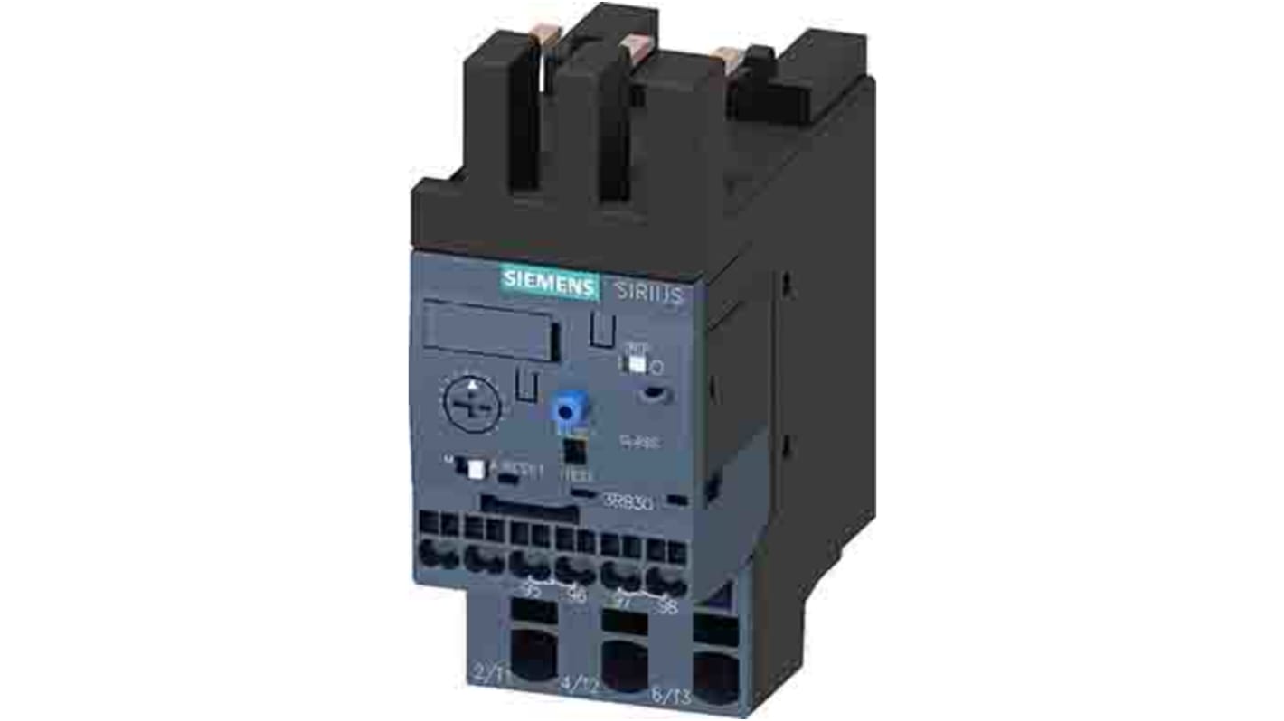Relè di sovraccarico Siemens 3RB3026-2QE0, 1NC + 1NO, carico 6-25 A, montaggio su contattore, protezione ritardata.