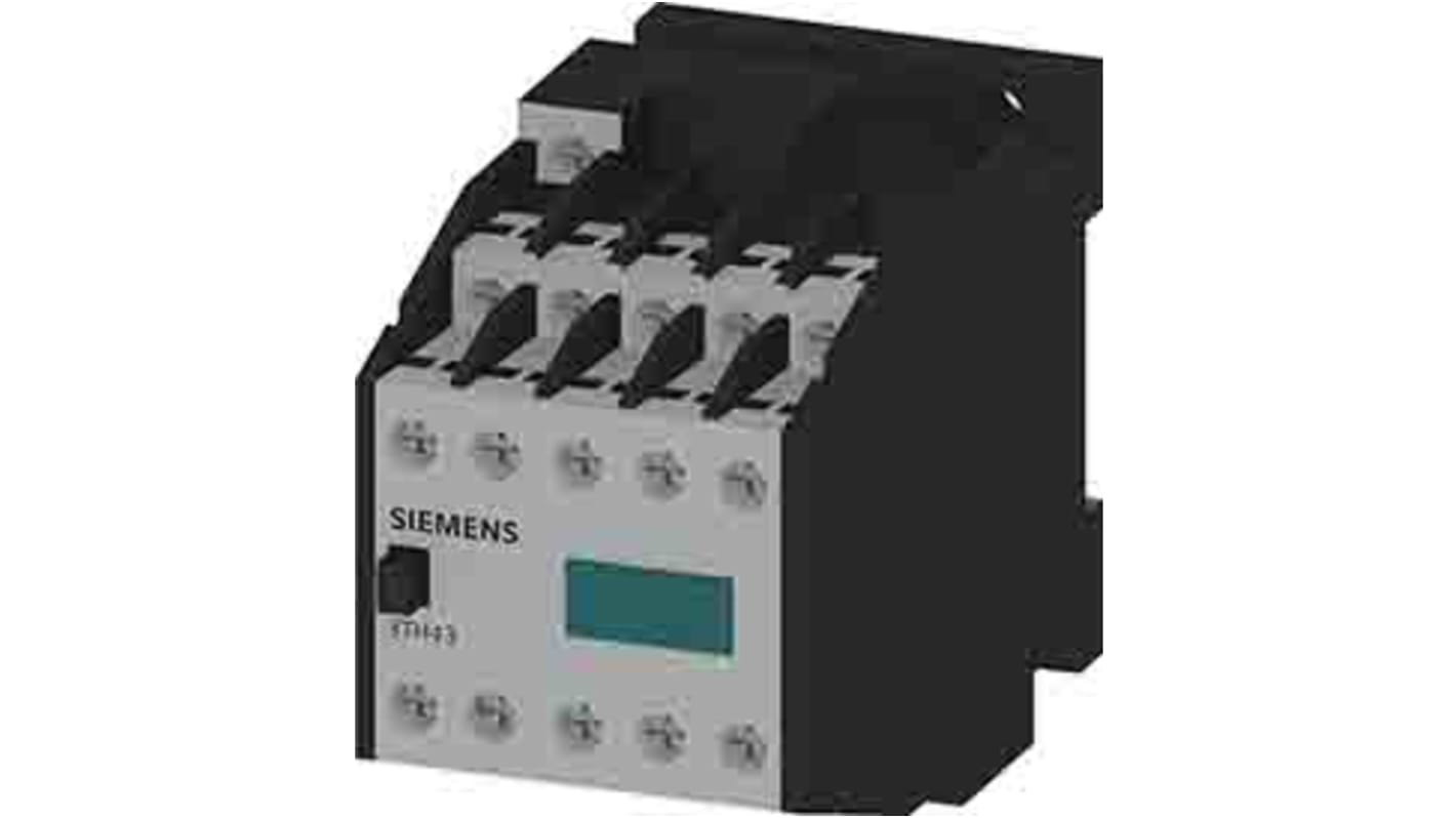 Contattore reversibile Siemens 3TH4364-0AM0, 10 poli, 6 A, tensione 220-264 V AC, grado di protezione IP20.