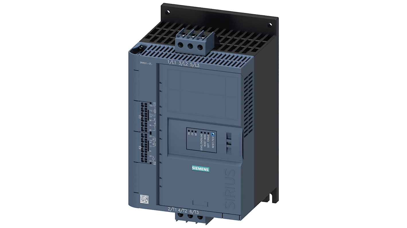 Starter DOL Siemens 3RW5215-3TC05 per motori trifase, 7,5 kW, 25 A, design modulare, grado di protezione IP20.