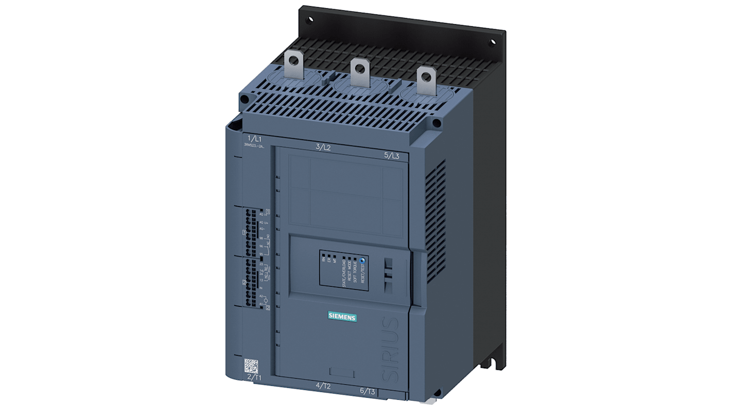 Starter DOL Siemens 3RW5236-2AC05 per motori trifase, potenza 7,5 kW, corrente 171 A, grado di protezione IP20.