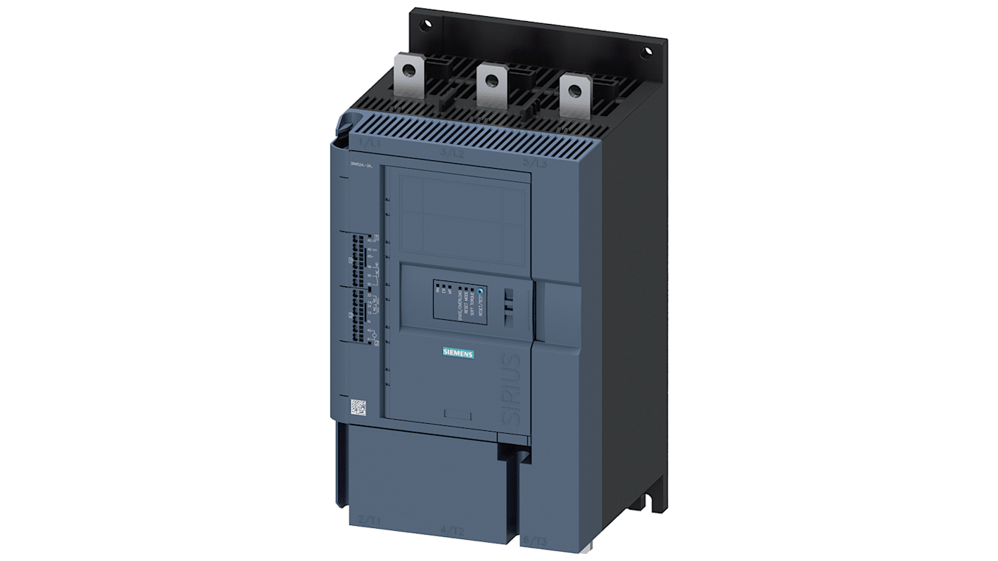 Starter DOL Siemens 3RW5244-2AC05 per motori trifase, potenza 7,5 kW, corrente 250 A, grado di protezione IP20.