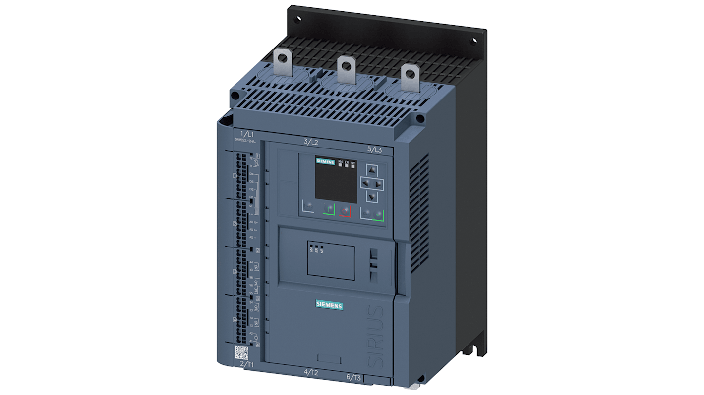 Starter DOL Siemens 3RW5535-2HA06 per motori trifase, potenza 7,5 kW, corrente 143 A, grado di protezione IP20.
