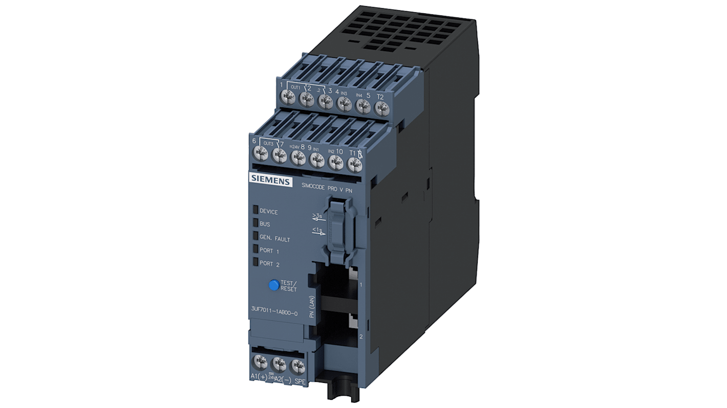 Unità base motore Siemens 3UF7011-1AB00-0, 230 V, 6 A, con protezione SIMOCODE PRO V PN e diagnostica espandibile.