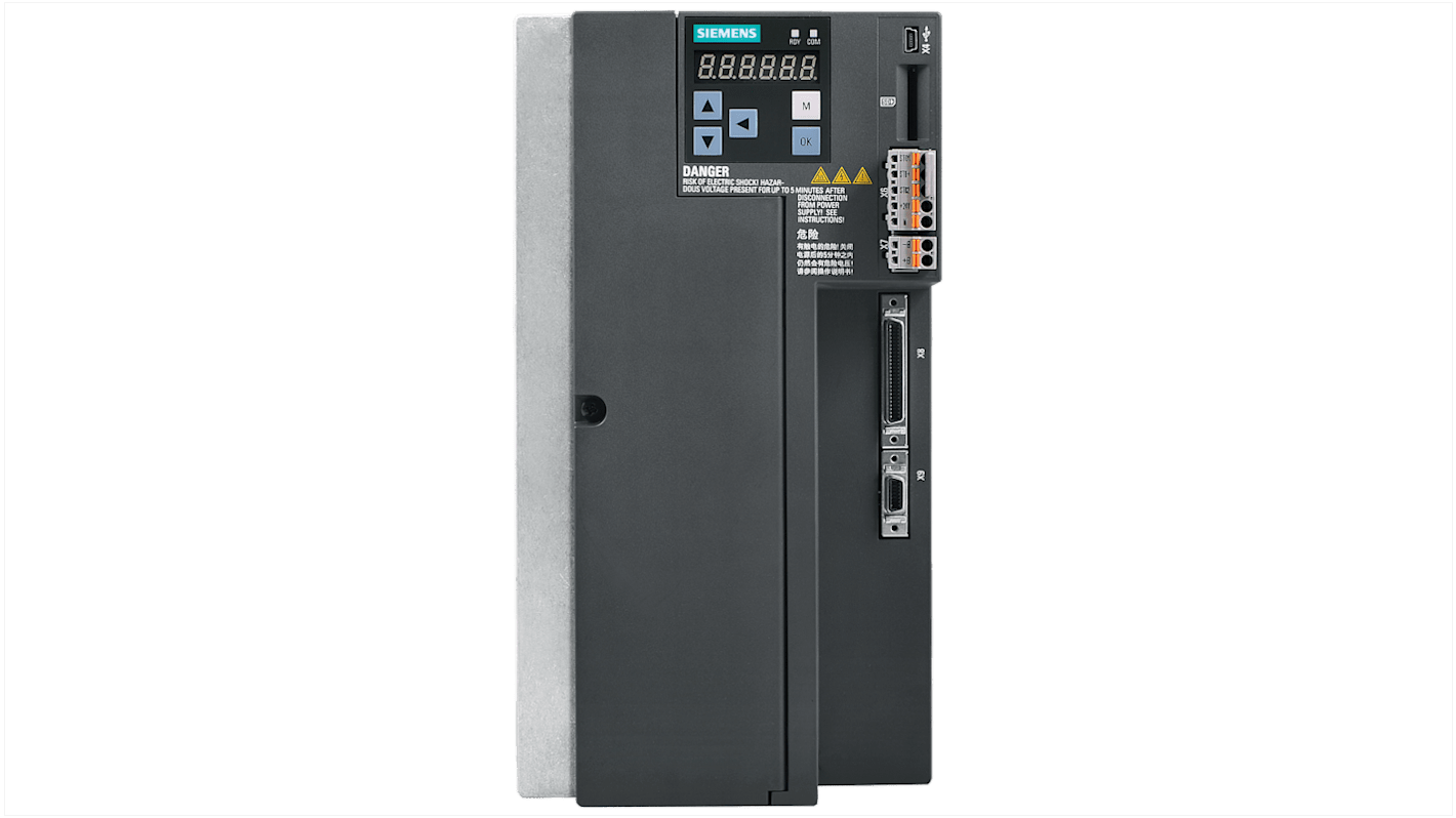 Servocomando Siemens 6SL3210-5FE13-5UA0, potenza 3,5 kW, tensione 380-480 V, grado di protezione IP20.