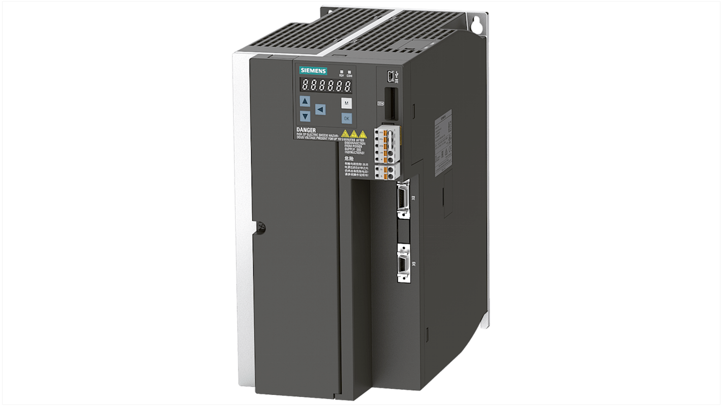 Servocomando Siemens 6SL3210-5FE13-5UF0, convertitore SINAMICS V20, potenza 3,5 kW, corrente 33 A, IP20.
