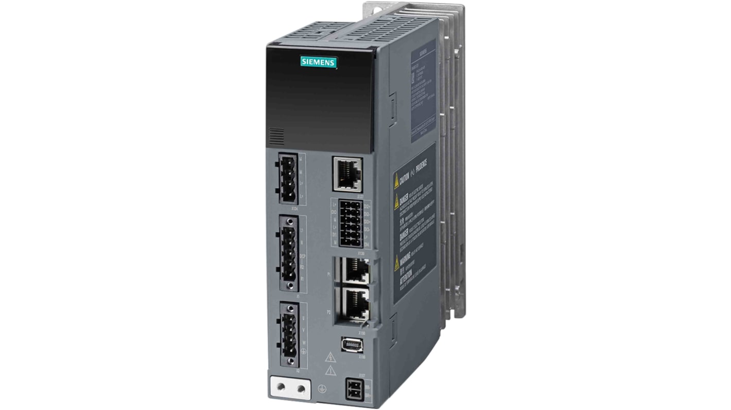 Servoazionamento Siemens SINAMICS S210 0,40 kW 240V 8,7A per applicazioni industriali. Con raffreddamento a convezione e comunicazione PROFINET.