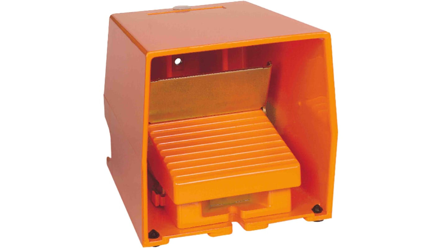 Interruttore a pedale instabile On-Off Schneider Electric XPER711, metallo, IP66, 1 pedale, 2NC+2NA, 240V AC, 250V DC, colore arancione.