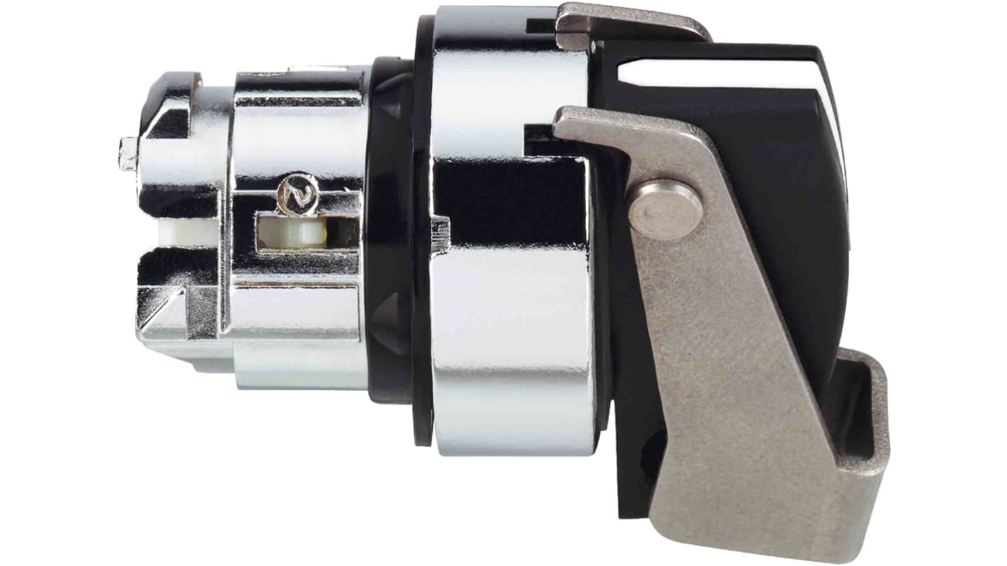 Selettore Schneider Electric ZB4BJ291, 2 posizioni, diametro 22mm, colore nero, metallo cromato, grado di protezione IP69.