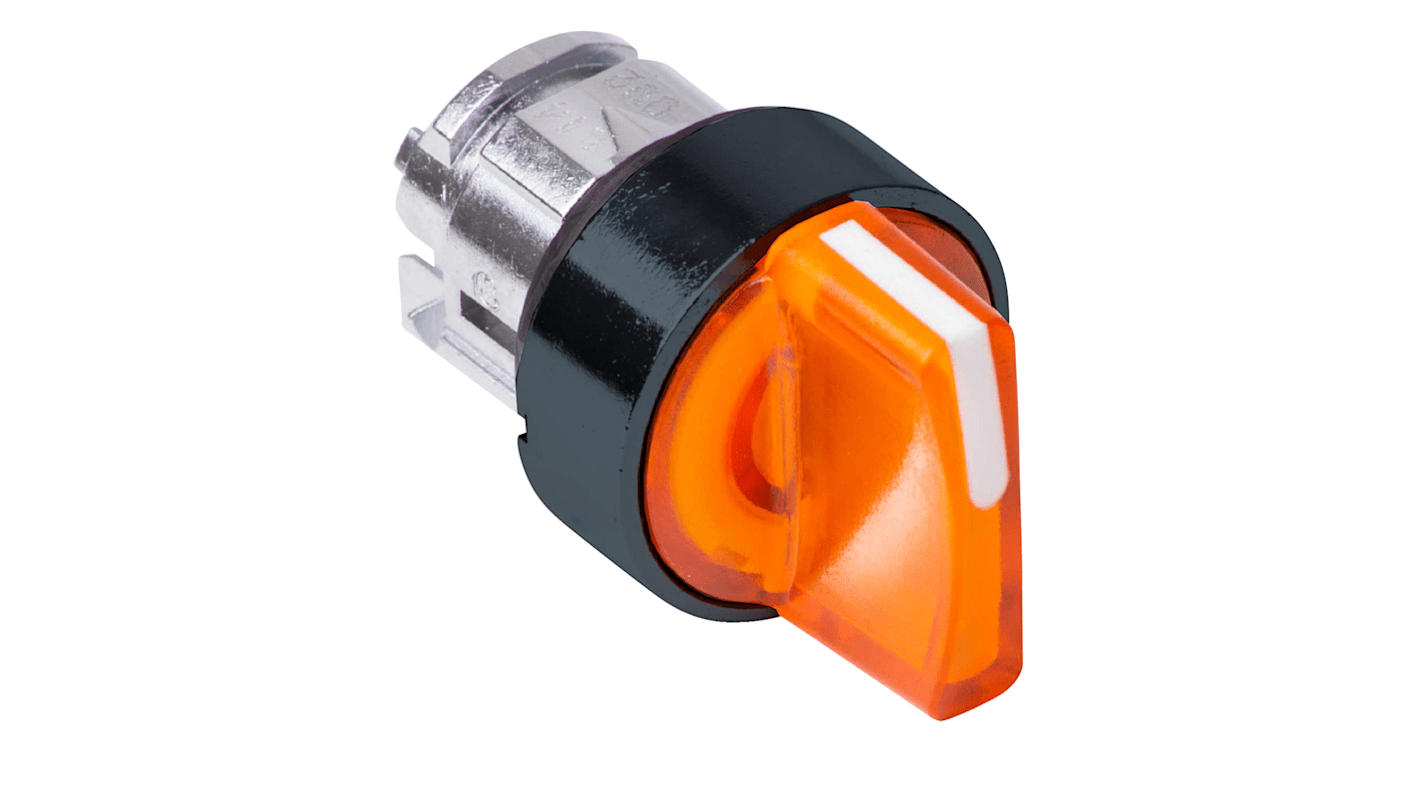 Selettore illuminato a 3 posizioni Schneider Electric ZB4BK15537, diametro 22mm, colore arancione, protezione IP69.