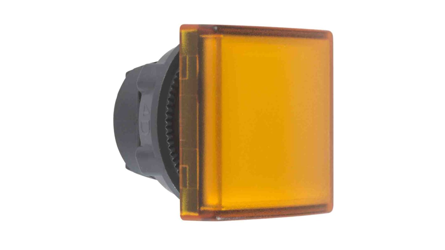 Spia luminosa quadrata Schneider Electric ZB5CV053, gialla, diametro foro 22 mm, progettata per applicazioni industriali.