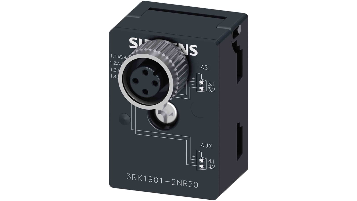 Modulo di interfaccia Siemens 3RK1901-2NR20 per transizione cavo piatto a M12, grado di protezione IP67/68/69K.