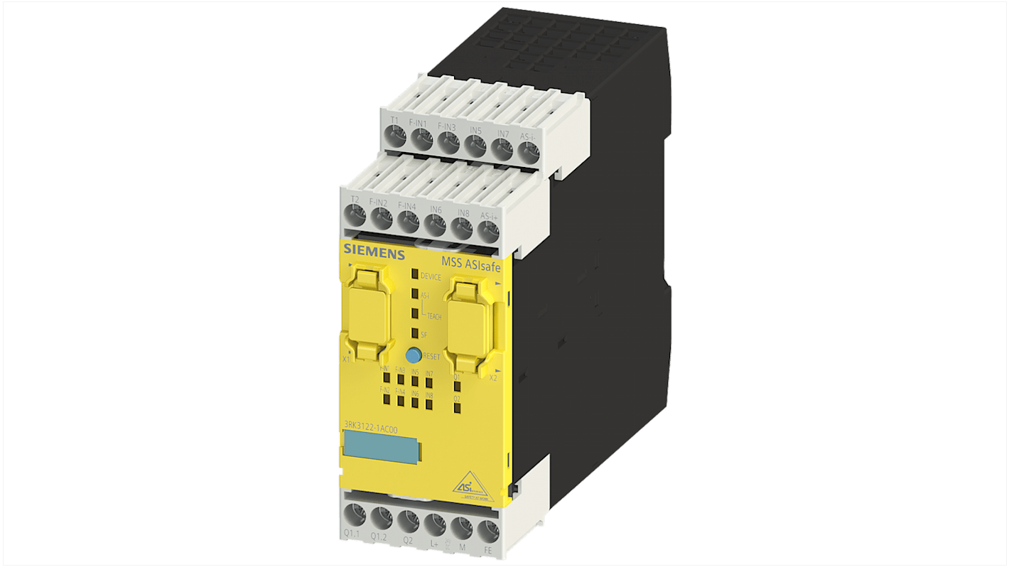 Controller di sicurezza Siemens 3RK3122-1AC00 SIRIUS, 4 ingressi e 10 uscite sicure, larghezza 45 mm, compatibile AS-Interface.