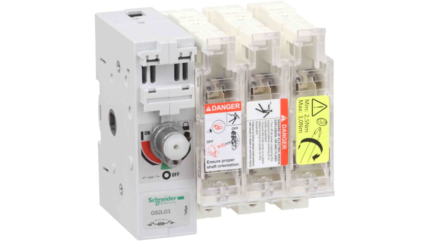 Sezionatore portafusibili Schneider Electric TeSys GS2L, 3 poli, 160A, montaggio su piastra, fusibile 0, 500V.