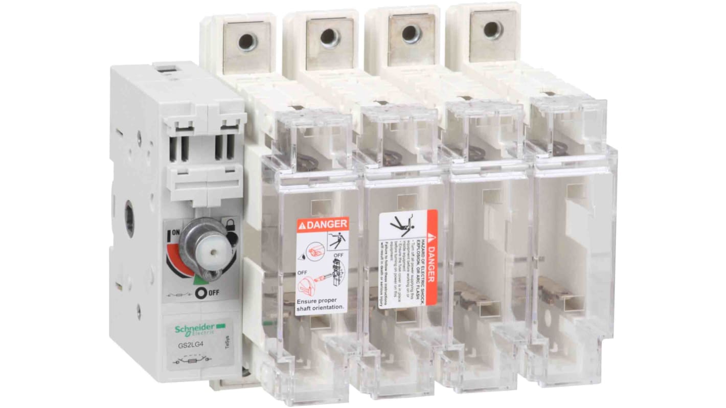 Sezionatore portafusibili Schneider Electric TeSys GS2L, 4 poli, 160A, montaggio su piastra, tensione 500V, temperatura -20/+70°C.
