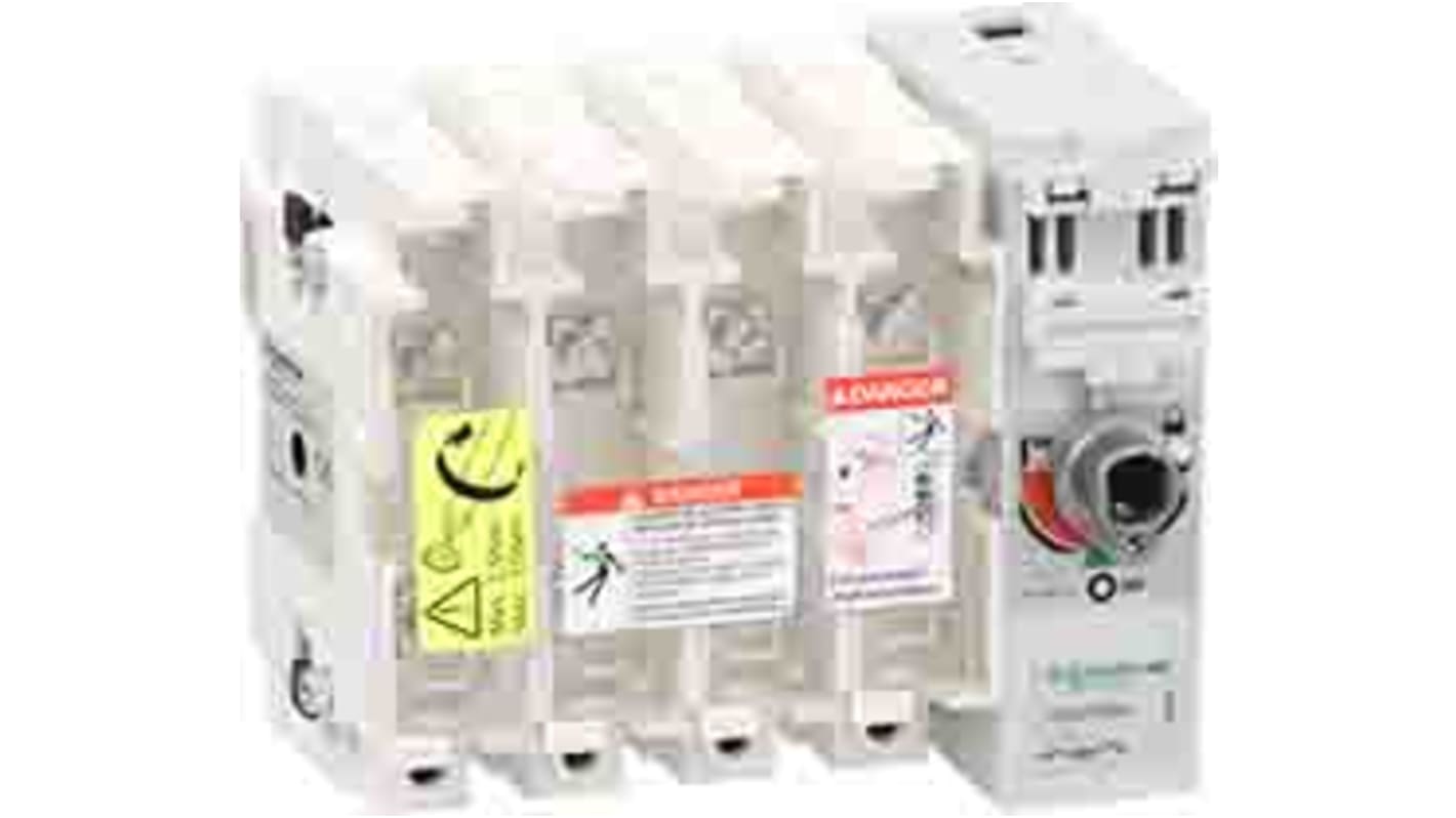 Sezionatore portafusibili Schneider Electric GS2PPB4, 4 poli, corrente 315A, maniglia destra, tensione 690V, non montabile a terra.