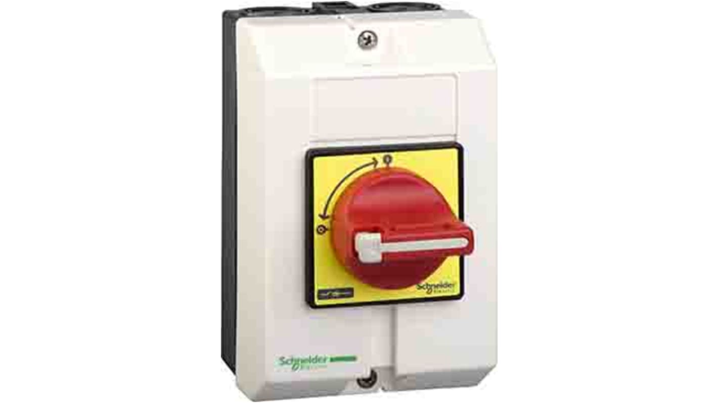 Contenitore rosso IP65 Schneider Electric VCFXGE4 per TeSys Vario V02-V2, con maniglia girevole e impugnatura.