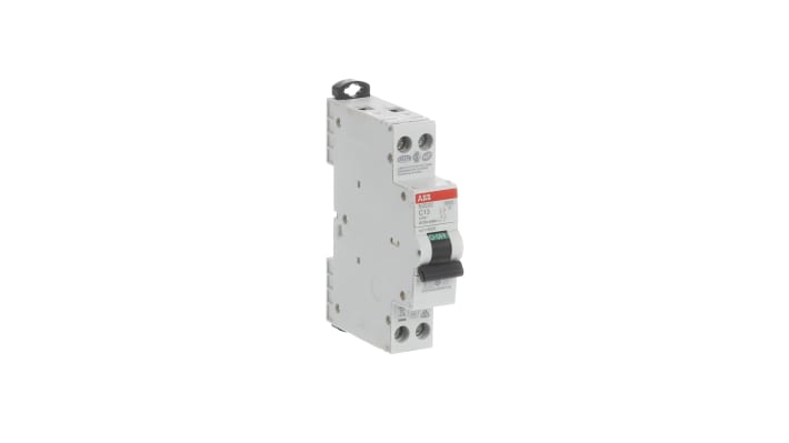 Interruttore magnetotermico ABB Tipo C, 2P 13A, 6 kA, montaggio su guida DIN, dimensioni 18mm x 70mm x 70mm.