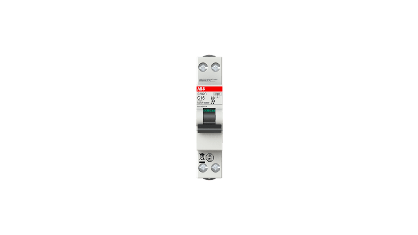 Interruttore magnetotermico ABB Tipo B, 2P 13A, 6 kA, montaggio su guida DIN, dimensioni 18x70x70 mm, codice 2CDS252280R0135.
