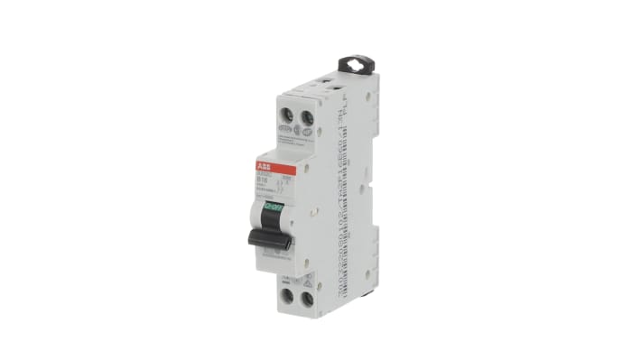 Interruttore magnetotermico ABB Tipo B, 2P 16A, 6 kA, montaggio su guida DIN, larghezza 18 mm, tensione 415V. Codice 2CDS252280R0165.