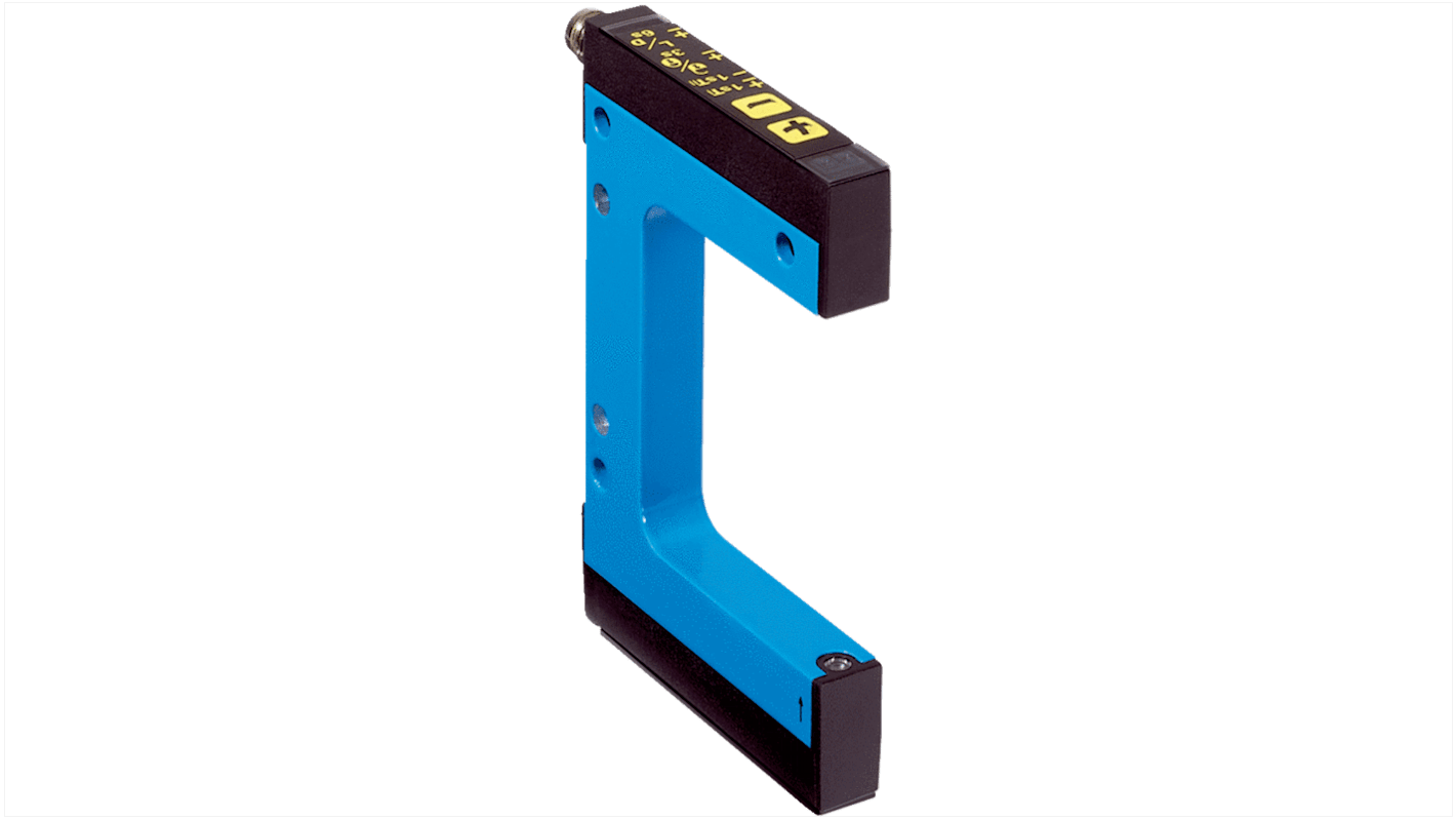 Sensore fotoelettrico Sick WFL50-95B416, rilevamento a forcella 50 mm, uscita luce/buio, custodia metallica, IP65.