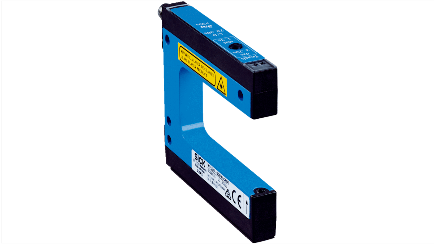 Sensore fotoelettrico Sick WFL5-40B41CA00, rilevamento luce/buio, uscita PUSH/PULL, grado di protezione IP65, connettore M8 a 4 pin.