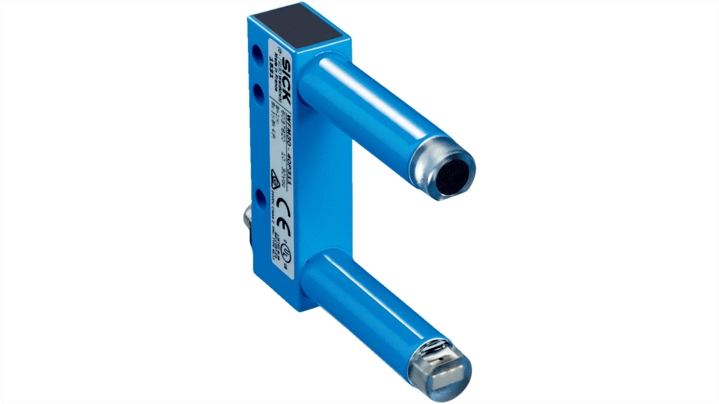 Sensore fotoelettrico PNP Sick WFM30-40P121, rilevamento 30 mm, custodia metallica, IP67, installazione plug and play.