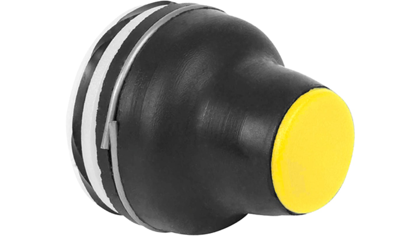 Attuatore pulsante Schneider Electric XACB9125, testa gialla, grado di protezione IP65, corsa di attivazione 4 mm.