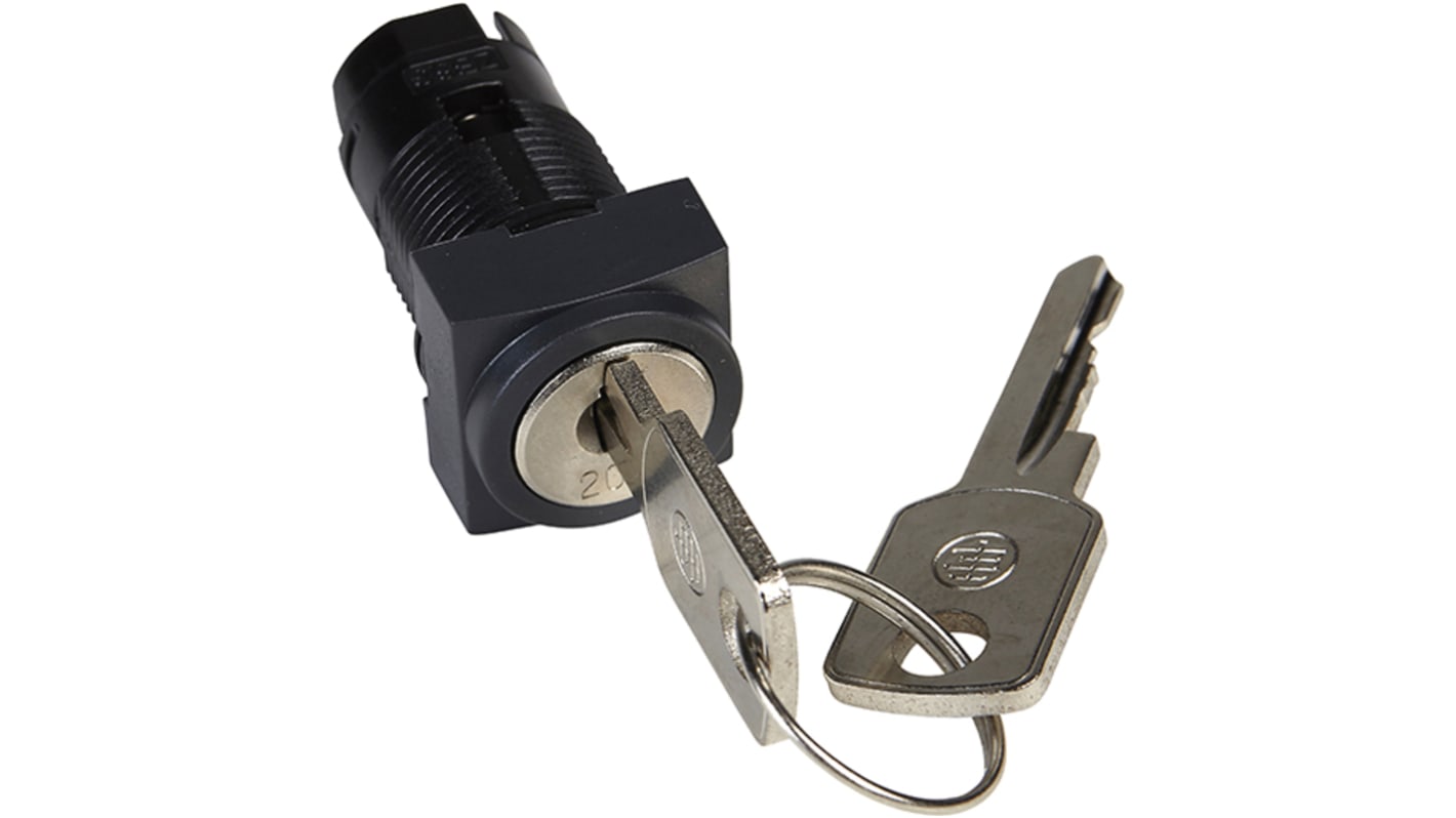 Selettore quadrato Schneider Electric ZB6CGH, 3 posizioni, IP65, testa da 16 mm, compatibile con chiave Ronis 200.