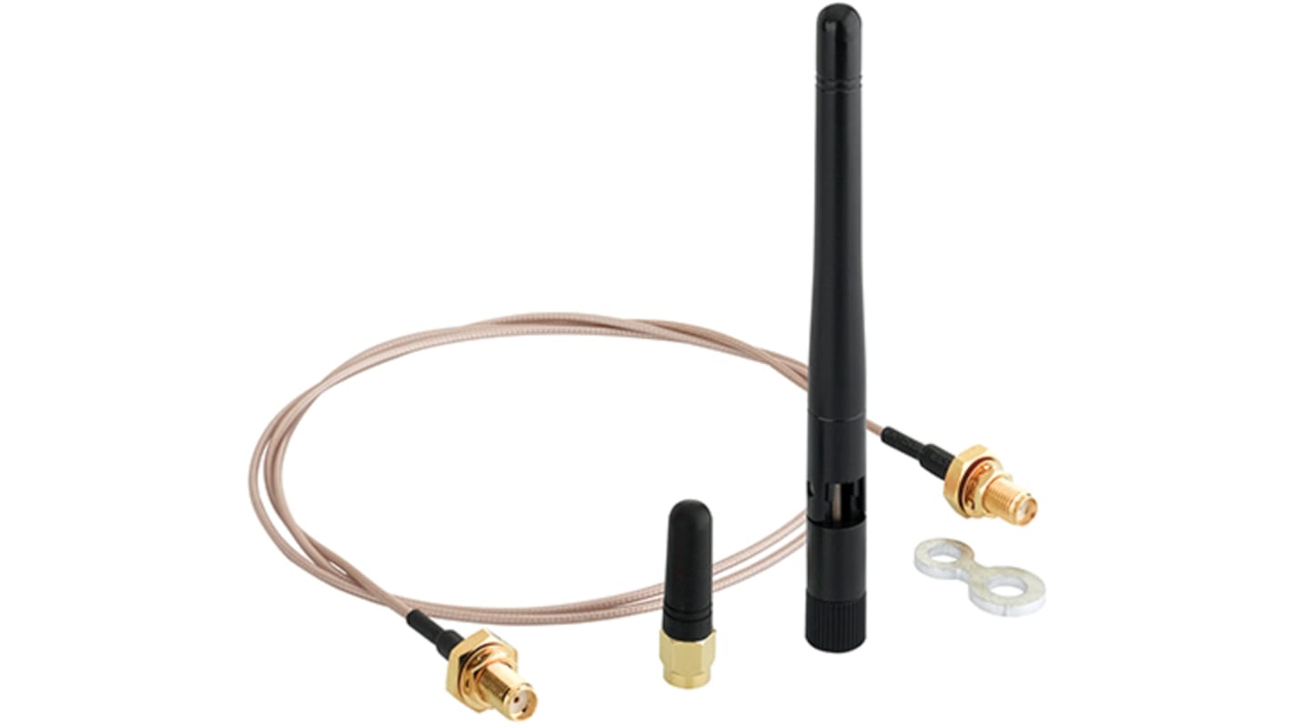 Antenna passiva omnidirezionale Schneider Electric ZBRA3 per unità XB5R e XB4R, con cavo da 0,9 m e connettore SMA femmina.